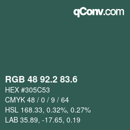 カラーコード: RGB 48 92.2 83.6 | qconv.com