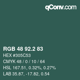 カラーコード: RGB 48 92.2 83 | qconv.com