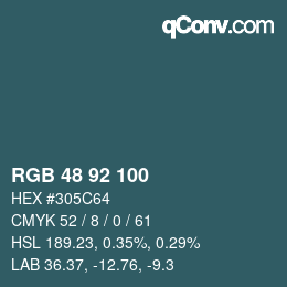 Color code: RGB 48 92 100 | qconv.com