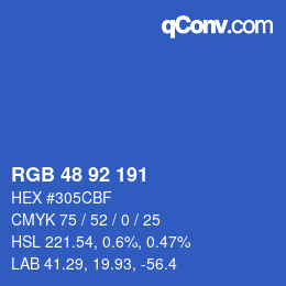 カラーコード: RGB 48 92 191 | qconv.com
