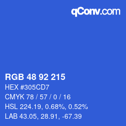 Color code: RGB 48 92 215 | qconv.com