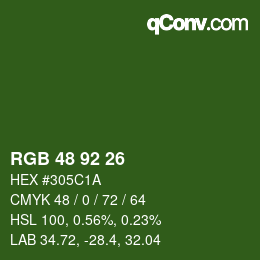 Color code: RGB 48 92 26 | qconv.com