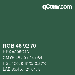 カラーコード: RGB 48 92 70 | qconv.com