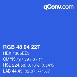 Color code: RGB 48 94 227 | qconv.com