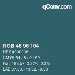 Color code: RGB 48 96 104 | qconv.com