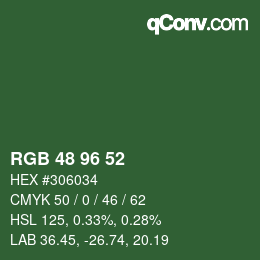 カラーコード: RGB 48 96 52 | qconv.com