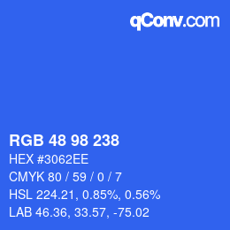 颜色代码: RGB 48 98 238 | qconv.com