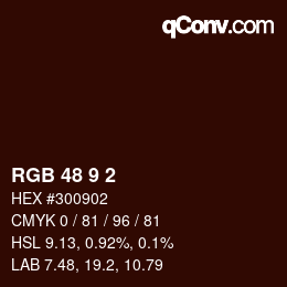 Color code: RGB 48 9 2 | qconv.com