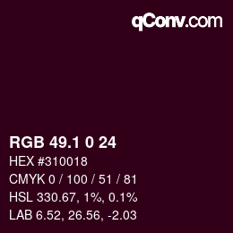 カラーコード: RGB 49.1 0 24 | qconv.com
