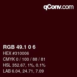 カラーコード: RGB 49.1 0 6 | qconv.com