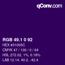 カラーコード: RGB 49.1 0 92 | qconv.com
