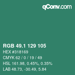 カラーコード: RGB 49.1 129 105 | qconv.com