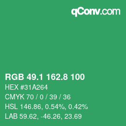 カラーコード: RGB 49.1 162.8 100 | qconv.com