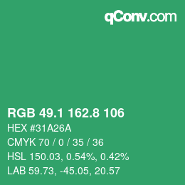 カラーコード: RGB 49.1 162.8 106 | qconv.com