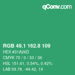 カラーコード: RGB 49.1 162.8 109 | qconv.com
