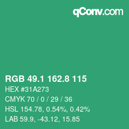 カラーコード: RGB 49.1 162.8 115 | qconv.com