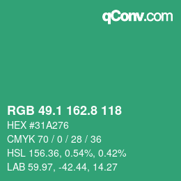 カラーコード: RGB 49.1 162.8 118 | qconv.com