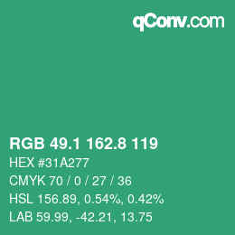 カラーコード: RGB 49.1 162.8 119 | qconv.com