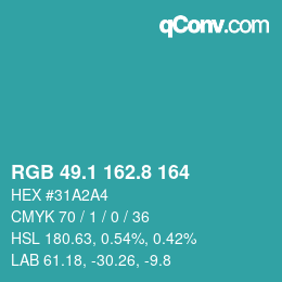 Color code: RGB 49.1 162.8 164 | qconv.com