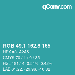 Farbcode: RGB 49.1 162.8 165 | qconv.com