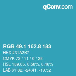 Color code: RGB 49.1 162.8 183 | qconv.com