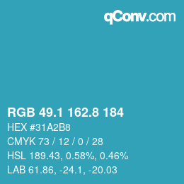 Color code: RGB 49.1 162.8 184 | qconv.com