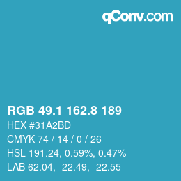 Farbcode: RGB 49.1 162.8 189 | qconv.com