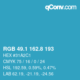 Color code: RGB 49.1 162.8 193 | qconv.com