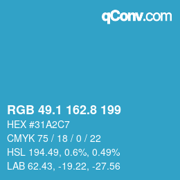 Color code: RGB 49.1 162.8 199 | qconv.com