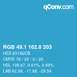 カラーコード: RGB 49.1 162.8 203 | qconv.com