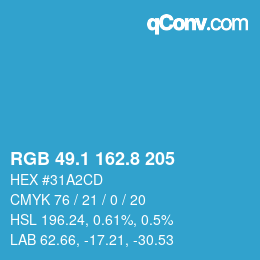 カラーコード: RGB 49.1 162.8 205 | qconv.com