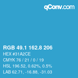 カラーコード: RGB 49.1 162.8 206 | qconv.com