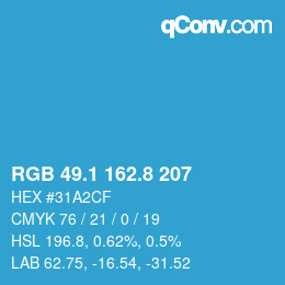Color code: RGB 49.1 162.8 207 | qconv.com