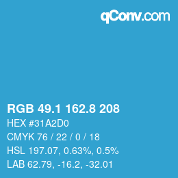 Color code: RGB 49.1 162.8 208 | qconv.com