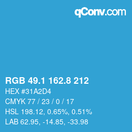 カラーコード: RGB 49.1 162.8 212 | qconv.com