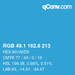Color code: RGB 49.1 162.8 213 | qconv.com