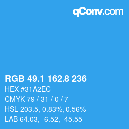 Color code: RGB 49.1 162.8 236 | qconv.com