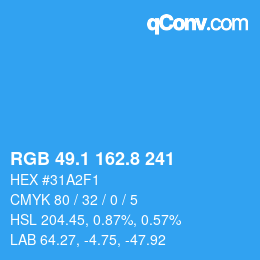 Color code: RGB 49.1 162.8 241 | qconv.com