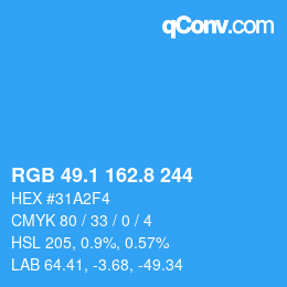 カラーコード: RGB 49.1 162.8 244 | qconv.com