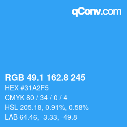 Color code: RGB 49.1 162.8 245 | qconv.com