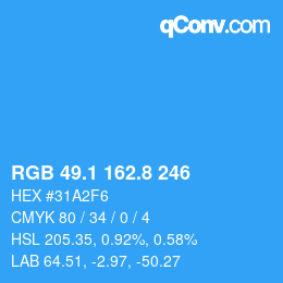 Color code: RGB 49.1 162.8 246 | qconv.com