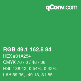 カラーコード: RGB 49.1 162.8 84 | qconv.com