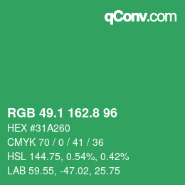 カラーコード: RGB 49.1 162.8 96 | qconv.com