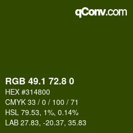 Color code: RGB 49.1 72.8 0 | qconv.com