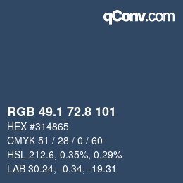 Color code: RGB 49.1 72.8 101 | qconv.com