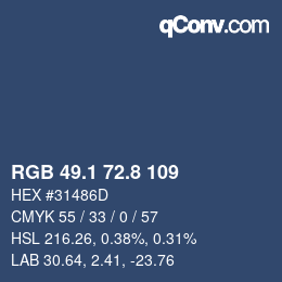 Color code: RGB 49.1 72.8 109 | qconv.com