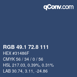 Color code: RGB 49.1 72.8 111 | qconv.com