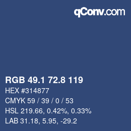 Color code: RGB 49.1 72.8 119 | qconv.com