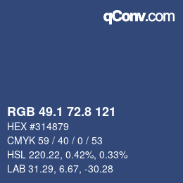 Color code: RGB 49.1 72.8 121 | qconv.com