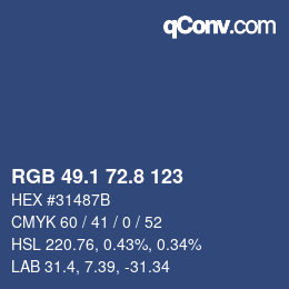 Color code: RGB 49.1 72.8 123 | qconv.com